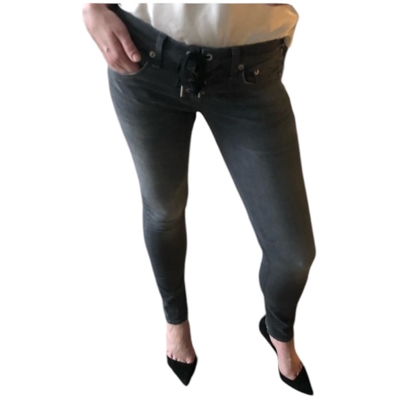NWT RAG & BONE “ Lace Up Dre “ in AXL - Grey Wash Lace Up Skinny Jeans - Size 26 - Picture 5 of 16